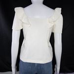 Madewell NEW  Crosshatch Ruffled‎ Top, XXS, white Photo 1
