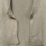 Theory  Size Medium Oatmeal Beige Cardigan Chunky Knit Front Buttons Short Sleeve Photo 2