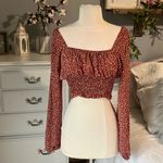 Romwe Romantic Peasant Crop Top Long Sleeve Rust Smocked Womens XS Photo 1