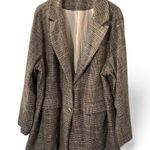 SheIn Plus Size Blazer Womens 4X Brown Plaid Office Dark Academia Professor Jacket Photo 0