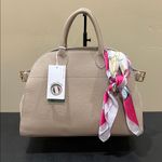 Anna Paola | Italian Leather Satchel w/ Crossbody & Scarf Tan Photo 0