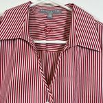Foxcroft  Red White Stripe Wrinkle Free Fitted Button Down Shirt Size 18 EUC Photo 3