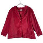 Denim & Co . Women's 2XL Red Velvet Blazer Jacket Notched Lapel Button-Up Casual Photo 0