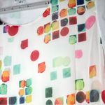 NorthStyle Sheer Abstract Blouse 2X Lined Multicolor Geometric Shapes Pullover Photo 1