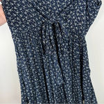 Brandy Melville Women's Mini Dress Navy Blue Floral Tiered Flowy Tie Back Small Photo 7