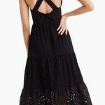 J.Crew Women’s Tiered Knit Midi Dress Sleeveless With Eyelet Trim in Black XS Photo 1