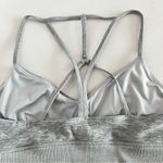 Alo Yoga Alosoft Lush Bra Sz Small Heathered Gray Strappy back Detail Long Line Photo 6