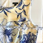R & K Dress Yellow Stripes Blue Floral Pleated Skirt Knee Length Retro Size 14 Photo 8