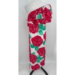 Vineyard Vines  Kentucky Derby Maxi Dress Size 4 Red Rose Floral One Shoulder Photo 6