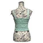 American Eagle Green Smocked Crop Top Beach Coastal Preppy M Kelly Boho Peasent Photo 4