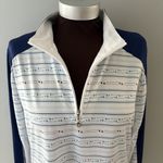 SanSoleil 1/4 Zip Pullover Womens Large Blue White Print UV 50 Golf Pickleball Photo 3