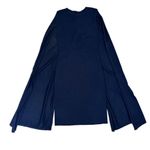 ZARA New Navy Blue Elegant Round Neck Knit Cape Dress Slit Long Sleeves Size S Photo 3