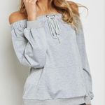 Lumière New Off The Shoulder Sweatshirt Bardot Sweat Top Heather Gray Photo 1