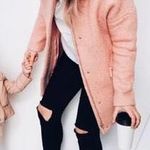 H&M  Boucle Pink Yarn Coat Jacket Photo 0