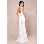 Lulus NWT  Loving Fate White Bow Square Neck Backless Maxi Dress Wedding Size 1X Photo 1
