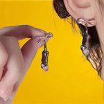 Black Cat With Pink Bow Alloy Drop Earrings, Cute Elegant *Fashion‎ Jewelry Photo 2