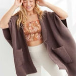 Aerie brown boucle knit poncho cardigan oversized sweater Photo 0