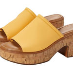 Naturalizer Cassie Platform Slides Cork Wedge Women's 12 Yellow Boho Hippie 70s Photo 0
