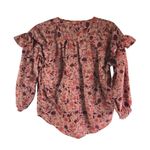 Free Assembly Floral Ruffle Long Sleeve Blouse Pink Boho Peasant Cotton XS Photo 1