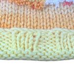 Handmade Knit Beanie Hat Ombre Pastel Yellow Orange Floral Winter Accessory Photo 2