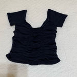 Free People Women’s  Top M/L Scoop Neck Crop Navy Blue Photo 0