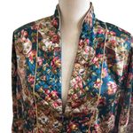 Christian Dior Vintage  Asian Floral 1/2 zip satin robe kaftan dress gown L Photo 2
