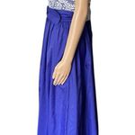 Vintage 60s Purple White Romantic Floral Lace Bow Evening Prom Formal Maxi Dress Size 12 Photo 2