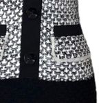 St. John  Women’s Dress Shift Pencil Tweed Button Front Pocket Black White Size 2 Photo 9