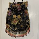 Floral Embroidered Drawstring Bag Black Photo 2