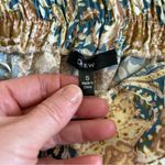 Anthropologie Drew Cream Gold Blue Wide Leg High Rise Trouser Satin Pants S Photo 4