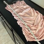 Meshki  ruched satin mini dress, spaghetti straps, bodycon, blush pink sz S Photo 8