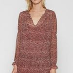 Joie ππ Snow Print Chiffon Dress ~ Port Wine 100% Silk Medium M NWT Photo 0