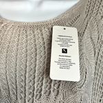 None Tan Beige Nude Lace Crochet Knit Short Sleeve Top Size L NEW Tags Made in Italy Photo 7