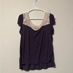 American Eagle Outfitters Purple Blouse with Crochet Detail Photo 1