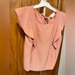 Everly  Flutter Sleeveless Round Neck Tie Back Silky size Small- Orange Photo 3