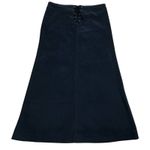 Vintage Lace Up Skirt Womens Large Black Faux Suede Grunge Goth Y2K Corset Midi Photo 6