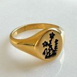 Signet Ring, Gold Stacking Ring, Oval Signet Ring Photo 1