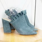 Seychelles  by Anthropologie Sightseeing Suede‎ Slingback Peep Toe Heels Teal 9 Photo 1