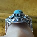 Natural Blue Moon Turquoise Sterling Silver Cowboy Ring Size 8 Photo 1