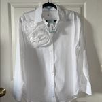 Antonio Melani Womens White Rose Flower Appliqué Button Down Shirt Size Med NWT Photo 9