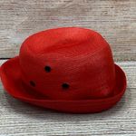 Vintage Jelleff's Red Straw Hat Womens Bow Accent Summer‎ Fashion Photo 2