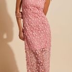 Showpo Pink Flower Net Midi Dress Photo 0