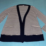 Splendid  cardigan open front long sleeve button tabs 2 pockets navy white size L Photo 2