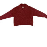 Anthropologie  Frances Shimmer‎ Cropped Sweater Red Motif Cabernet Size Small Photo 5