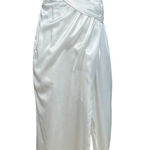 Aidan Mattox Satin Sleeveless Long Column Evening Gown White Size 8 Formal Dress Photo 0
