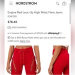 Edikted  Engine Lace Up Cutout Flared Jeans Cherry Red Western Small Photo 4