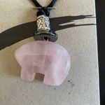 Rose quartz little bear pendant. Pink Photo 1