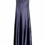 Lulus Dress One Last Glance Satin Backless Slip Dress Navy Blue Size Medium Photo 2
