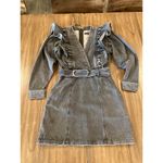 Anthropologie Alexia Magali Pascal Denim Carbon Mini Dress Ruffle belt accent 6 Black Photo 2