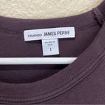James Perse  Fig Purple Brown Cotton Midi Dress Ruched Scoop Neck Size 1 US Small Photo 4